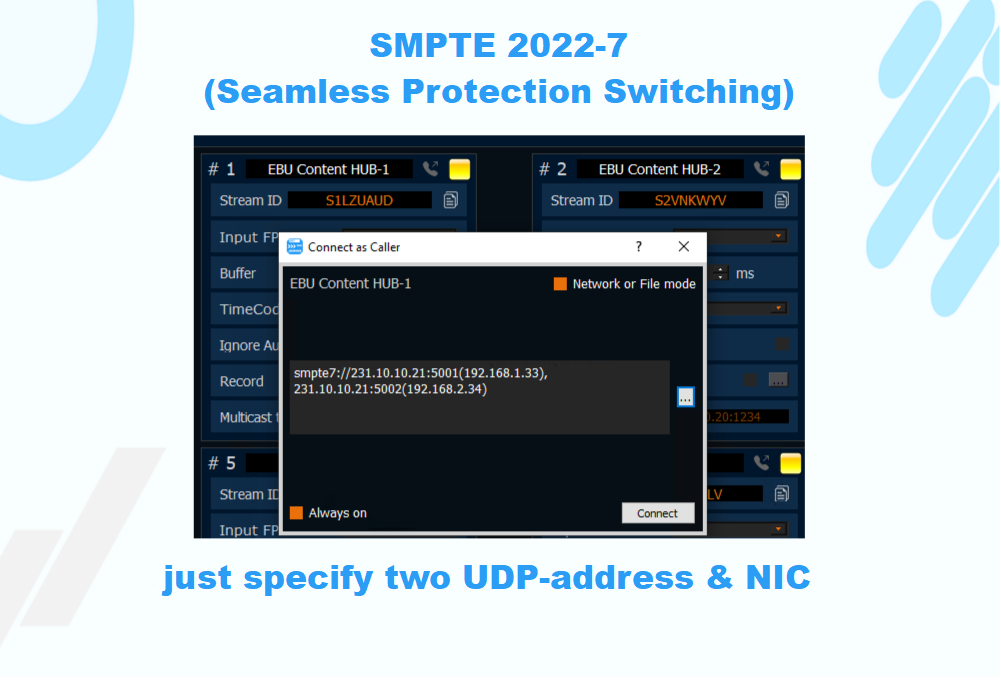 Seamless transmission using SMPTE 2022-7
