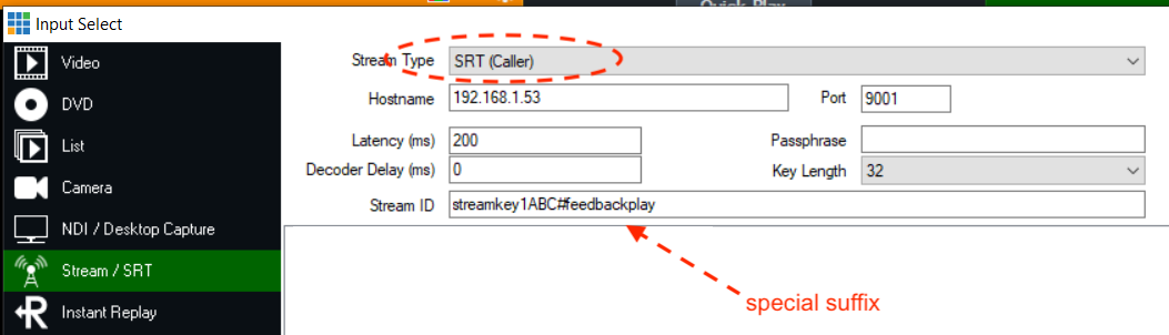 vMix telebridge via satellite with SRT Mini Server